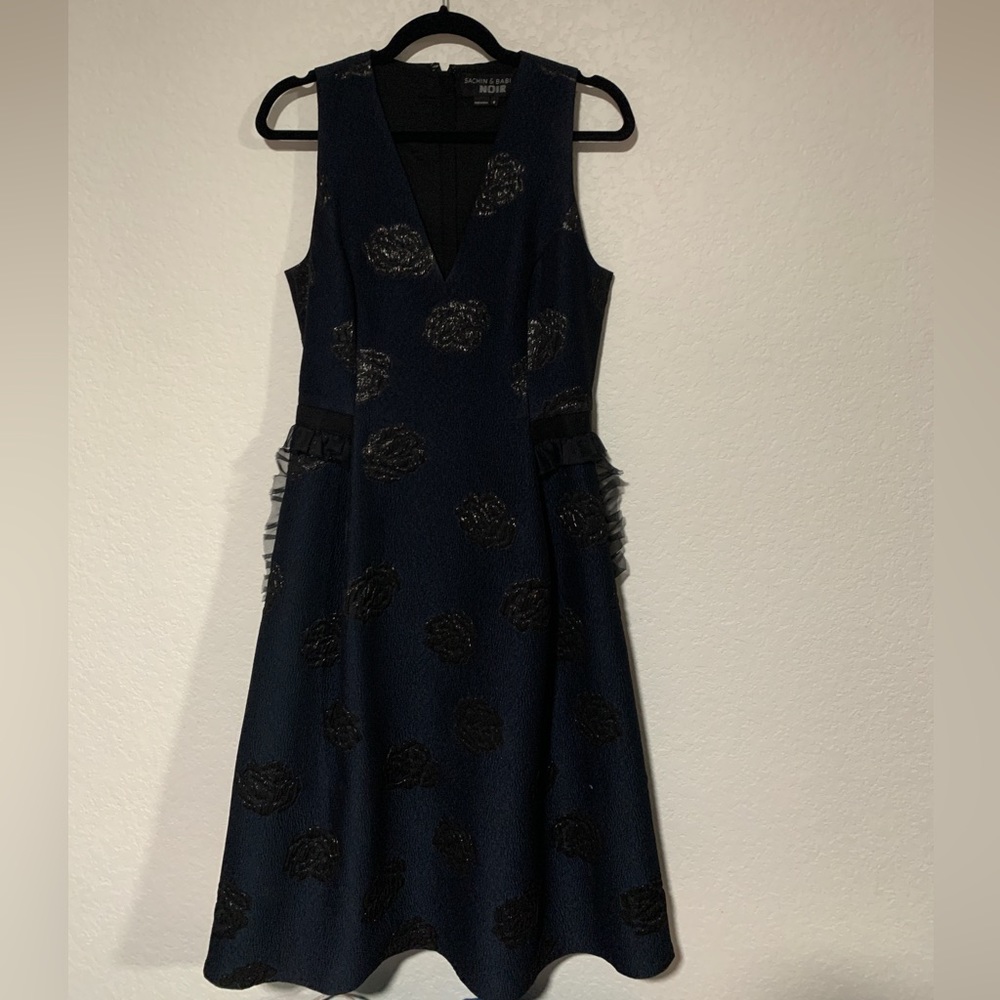 Sachin and Babi Noir Navy and Black Midi Dress